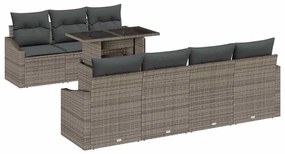 Conjunto de Sofá de Jardim de 8 peças com Almofadas Cinza Rattan PE