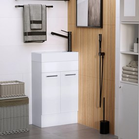 Móvel de Casa de Banho com Lavatório Cerâmico Móvel de Casa de Banho de Parede com 2 Portas Estilo Moderno 50x86x25cm Branco