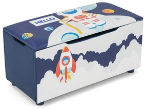 Bau para guardar brinquedos organizador infantil com tampa removível 75 x 36 x 38 cm Azul e Branco