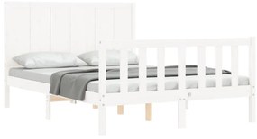 Estrutura de cama com cabeceira 140x200cm madeira maciça branco