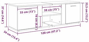 Móvel de TV 120x34x37 cm derivados de madeira cinzento cimento