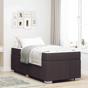 vidaXL Estrutura da Cama com colchão Marrom Escuro 80 x 200 cm tecido