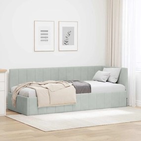 vidaXL Estrutura de Cama de Canto Cinzento-claro 80 cm x 200 cm Veludo
