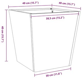 Vaso/floreira de jardim 40x40x40 cm aço galvanizado