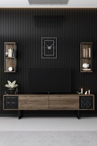 Conjunto de Mobiliário de Sala – Black Line Set – Nogueira e Preto
