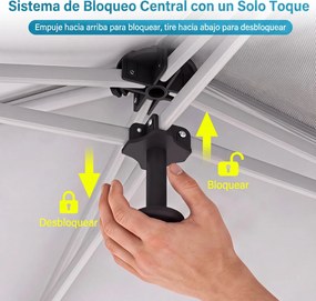 Tenda Dobrável para Exterior, 600 x 300 cm, Altura Ajustável em 3 Níveis, Branco