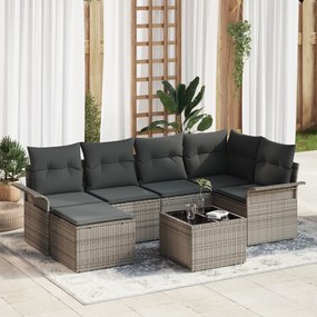 Conjunto de Sofás para Jardim de 6 Peças com Almofadas em Vime Preto,