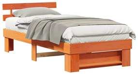 Estrutura da Cama com cabeceira Castanho-mel 90 x 190 cm