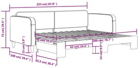 Sofá-cama com gavetão 90x200 cm tecido cinzento-escuro