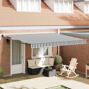 Toldo retrátil 4x3 m tecido e alumínio antracite e branco