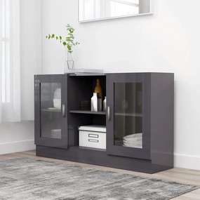 vidaXL Armário vitrine derivados de madeira cinza brilhante