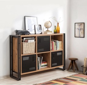Conjunto de Mobiliário de Sala Cosmo – Pinho Atlântico Preto – Estante