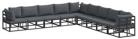 Conjunto de Sofá de Jardim 9 pcs Preto 353 x 353 x 71 cm