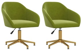 vidaXL Cadeiras de jantar giratórias 2 pcs veludo verde-claro