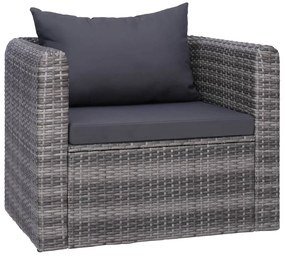 7 pcs sofás de jardim c/ almofadões+almofadas vime PE cinzento