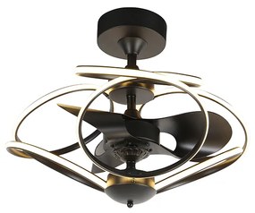 Ventilador de teto design preto com comando remoto incl. LED - Kauv Design