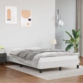 Estrutura de Cama Salu com Cabeceira em Couro Artificial Branco - 120x