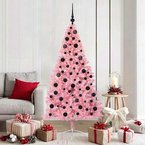 vidaXL Árvore de Natal Artificial Pré-iluminada Rosa 180 cm PVC
