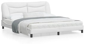 vidaXL Estrutura cama c/ cabeceira 180x200 cm couro artificial branco