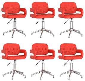 vidaXL Cadeiras de jantar giratórias 6 pcs couro artificial vermelho