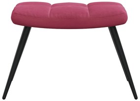 Cadeira de descanso com banco veludo vermelho tinto