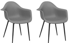 Cadeiras de jantar 2 pcs PP cinzento