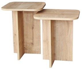 Conjunto de Mesas de Apoio Blues – Cor Carvalho – 40x50x40cm e 40x55x4