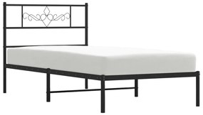 Estrutura de cama com cabeceira 90x200 cm metal preto