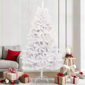 vidaXL Árvore de Natal Artificial Branco 210 cm PVC e Metal