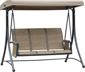 Outsunny Balanço Hollywood 3 lugares, balanço de jardim com toldo, banco de balanço com bolso, Alumínio, 196 x 128 x 172 cm, Castanho | Aosom Portugal