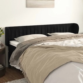 Cabeceira de cama c/ abas veludo 183x23x78/88 cm preto