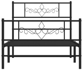 Estrutura de cama com cabeceira e pés 100x190 cm metal preto