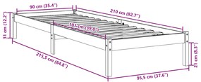 Cama extra longa sem colchão 90x210 cm madeira de pinho maciça