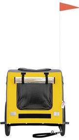 Reboque bicicleta p/ animais tecido oxford/ferro amarelo/cinza