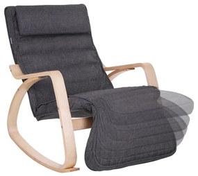 Cadeira de baloiço com apoio para os pés 67 x 125 x 91 cm cinzento escuro