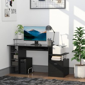 Secretária para Escritório de Madeira MDF 152x60x88 cm Preto