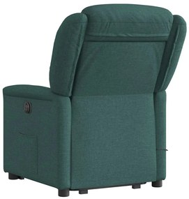 Poltrona reclinável elevatória de massagens tecido verde-escuro