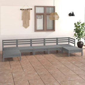 7 pcs conjunto lounge de jardim pinho maciço cinzento