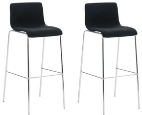 Conjunto de 2 bancos de bar Hoover em tecido e com estrutura cromada 43 x 100 x 48 cm Preto
