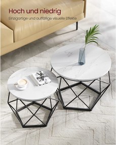 Conjunto 2 mesas de centro branco-preto