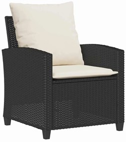 4 pcs conjunto de sofás para jardim c/ almofadões vime PE preto