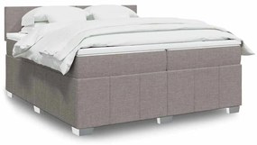 Cama com molas/colchão 200x200 cm tecido castanho-acinzentado