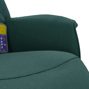 Cadeira massagens reclinável c/ apoio pés tecido verde-escuro