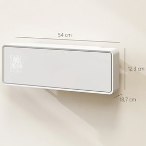 Aquecedor Elétrico Cerâmico de Parede 2000W com 3 Modos Temporizador Detecção de Janelas Abertas 54x18,7x12,3 cm Branco