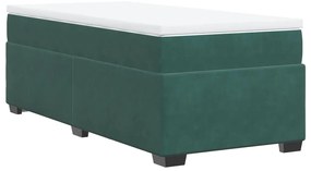 Cama com molas/colchão 90x190 cm veludo verde-escuro