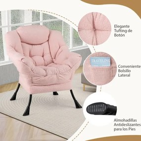 Poltrona com pufe moderna com apoio de pés rebatível Apoio de cabeça rebatível Almofada de apoio de braços Cadeira estofada para sala de estar Quarto