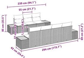 Conjunto de Sofá de Jardim vidaXL com 8 peças com Almofadas Bege Ratta