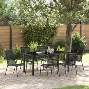 Conjunto de Jantar de 7 Peças Preto Textilene e Aço
