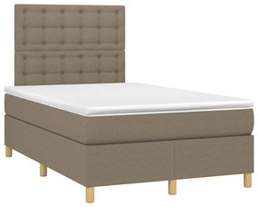 Cama box spring colchão/LED 120x190cm tecido cinza-acastanhado