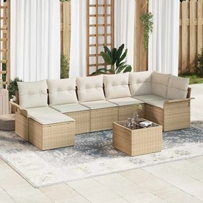 vidaXL Conjunto de Sofá de Jardim com 8 Peças e Almofadas em Vime Castanho